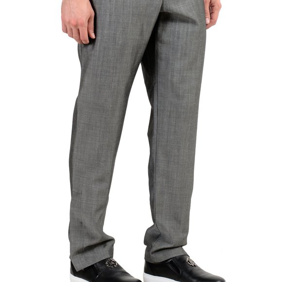 Versace Men's Wool Mohair Gray Dress Pants - Picture 2 of 7